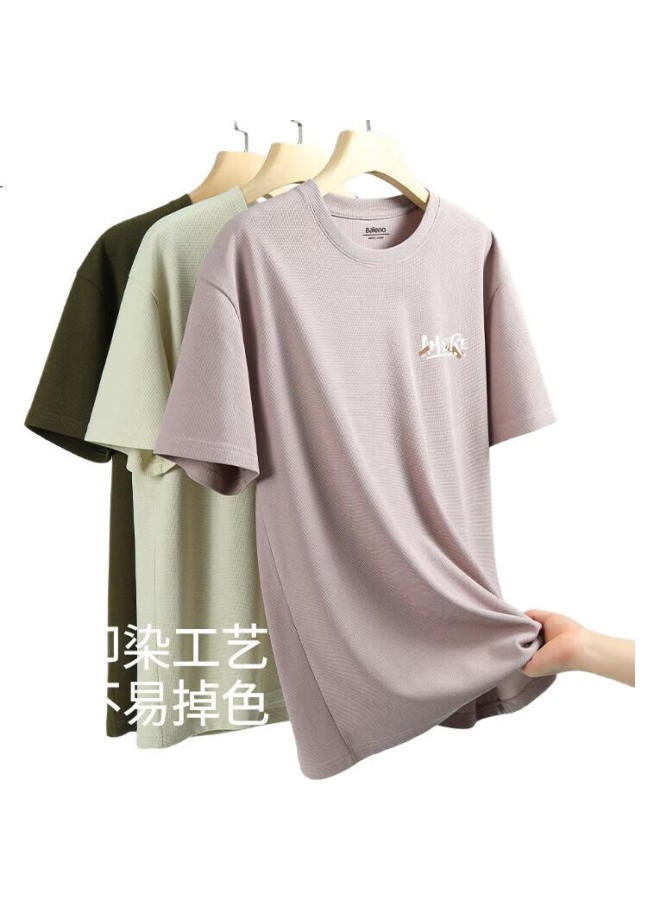 Baleno Men's Short Sleeve T-shirt Summer Thin Breathable Hong Kong Style Youth Round Neck Plus Size Tee - Image 2