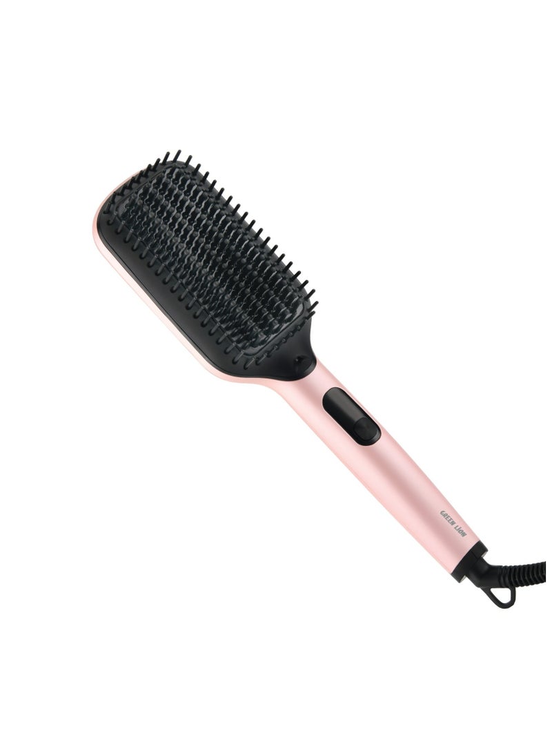 GREEN LION Straightener Comb / 360° Swivel Cord / Ceramic Coating Plates Material / 1 Hour Auto Off Mode / LED Display / PTC Heating Element / On/Off Switch / Hang up Loop / 1.8m Cord Length / UK Plug Power Cord - Pink  - Image 1