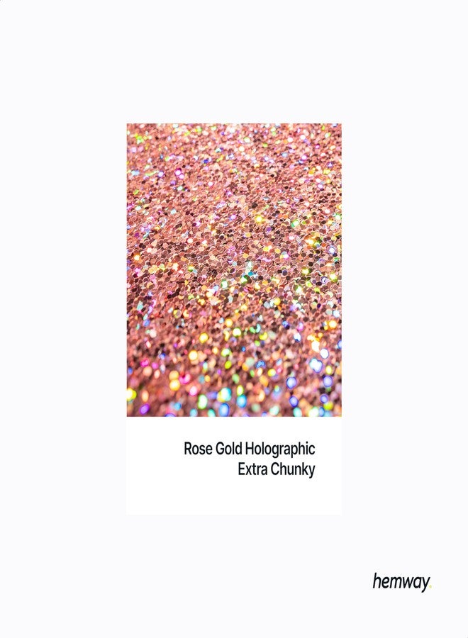 Hemway Eco Friendly Biodegradable Glitter 100g / 100ml Bio Cosmetic Safe Sparkle Vegan For Face, Eyeshadow, Body, Hair, Nail And Festival Makeup, Craft - 1/24" 0.04" 1mm - Rose gold holographic - Image 2