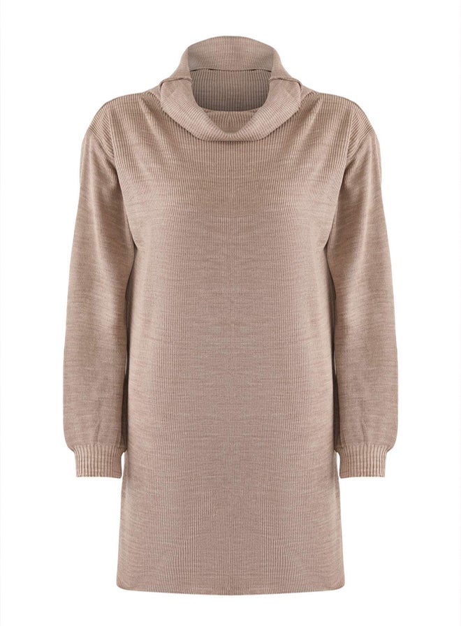 trendyol Beige Mini Knitwear Wide Fit Dress - Image 5
