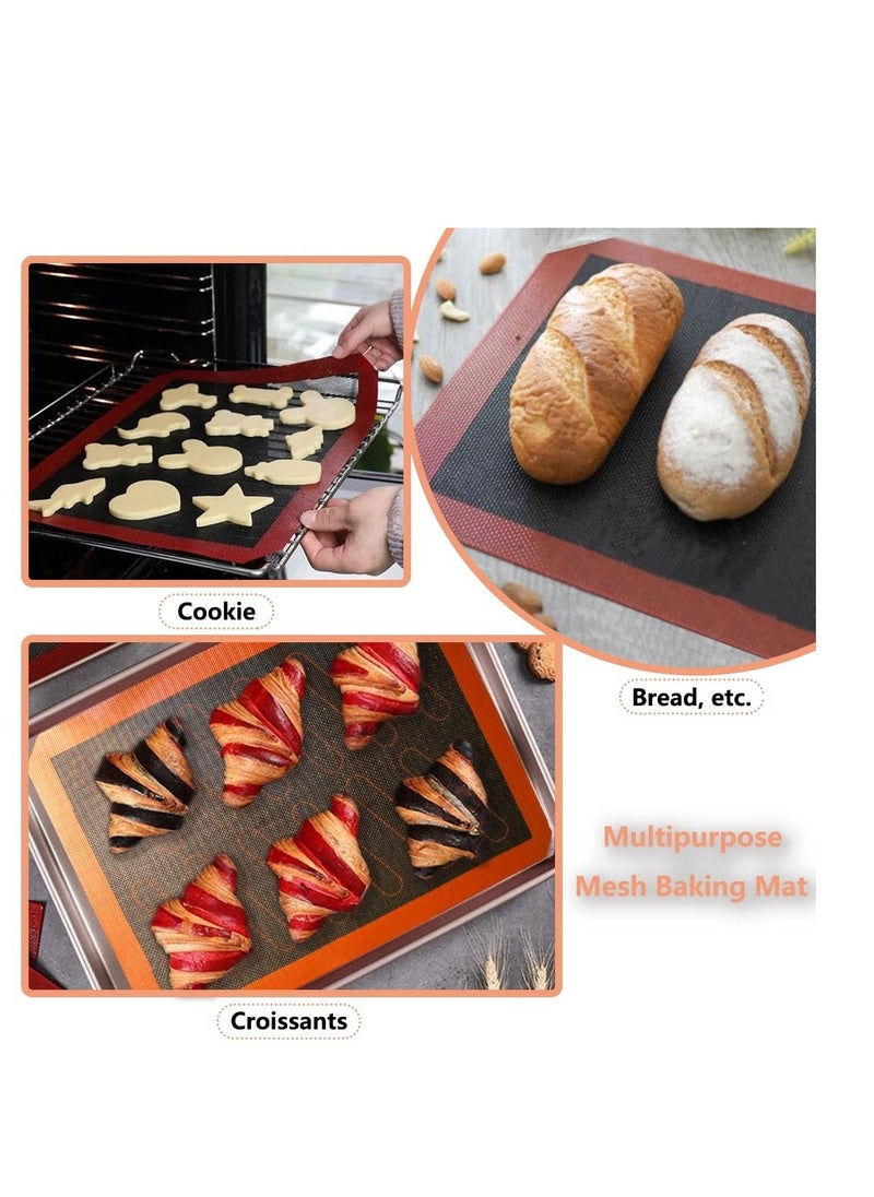 NIBEMINENT - Perforated Silicone Baking Mats, 2 PCS Eclair Mat for Half Sheet with 12 Printed Oblong Guides, Non-Stick Reusable Oven Liners Making Bread/Pizza/Pastry/Cookie 42*29.5cm - Image 1