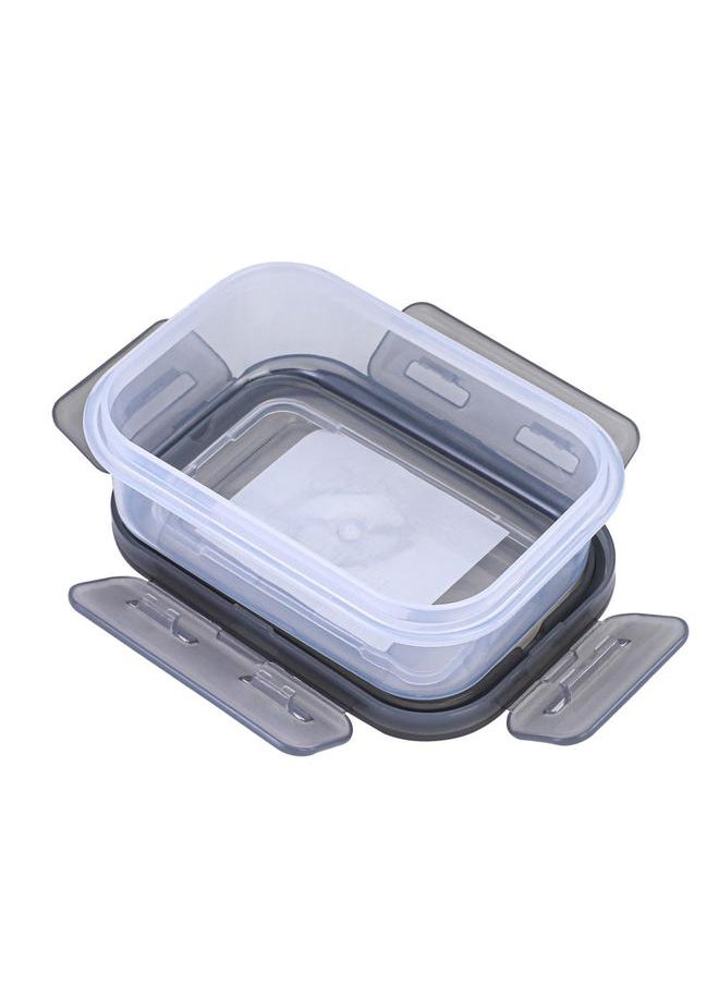 Plastic Food Container With Lid 270 Ml 13X9X5 Cm Rectangle Gray