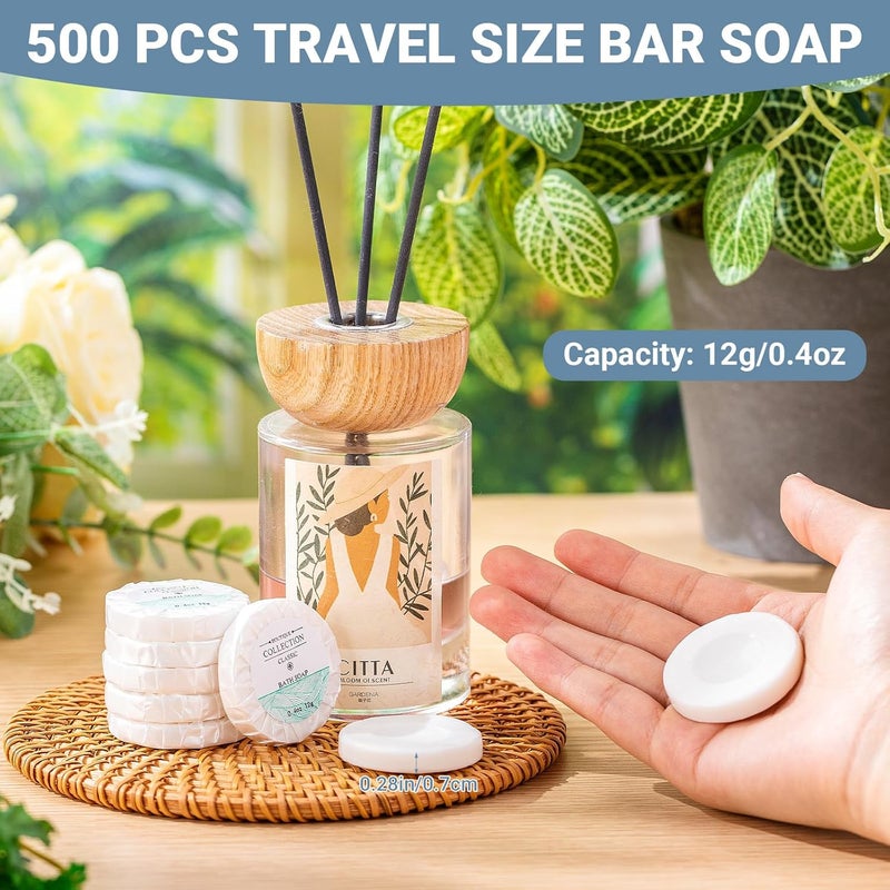 Demissle 500 Pcs Mini Soap Bars 04 oz Small Round Coin Size Hotel Soap Bars Bulk Individually Wrapped Hand Travel Soap Guest Bathroom Toiletries for Party Favors Motel Body Cleansing - Image 2