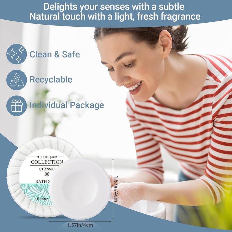 Demissle 500 Pcs Mini Soap Bars 04 oz Small Round Coin Size Hotel Soap Bars Bulk Individually Wrapped Hand Travel Soap Guest Bathroom Toiletries for Party Favors Motel Body Cleansing - Image 3