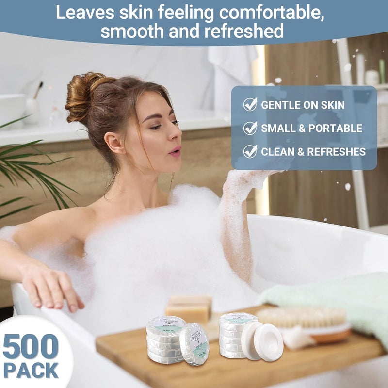Demissle 500 Pcs Mini Soap Bars 04 oz Small Round Coin Size Hotel Soap Bars Bulk Individually Wrapped Hand Travel Soap Guest Bathroom Toiletries for Party Favors Motel Body Cleansing - Image 5