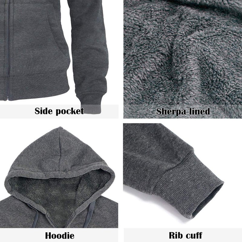 Facitisu Track Suits for Women Set Sherpa lined Casual 2 Piece Outfits Sweatsuit Dk.Grey Medium - Image 5