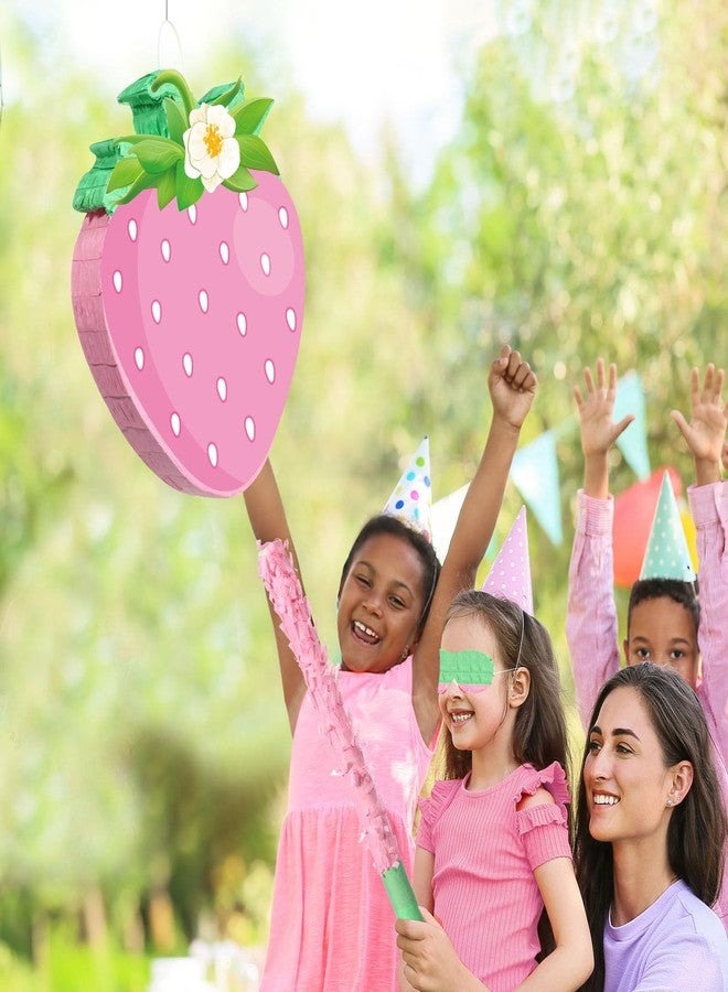 اوريهير بيناتا فراولة صغيرة من أوريير، بيناتا فاكهة صيفية مع عصا وعصابة للعينين، مناسبة للفتيات والفتيان والأطفال، زينة لحفلات أعياد الميلاد الأولى، لوازم ألعاب وأنشطة حفلات استقبال المولود، 16 × 12 × 3 بوصة - Image 5