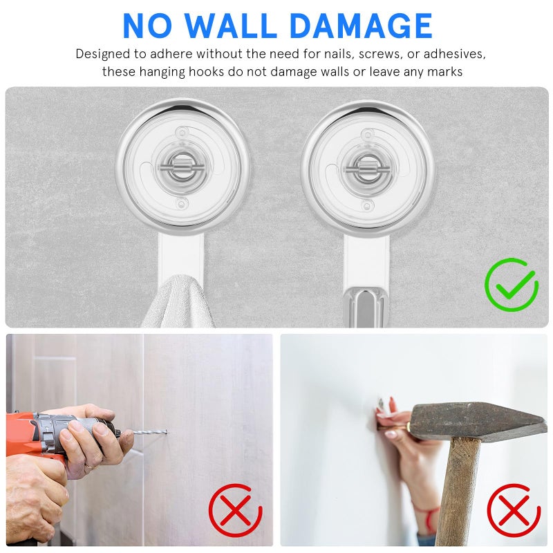 Rotatable Suction Cup Hooks 2pcs Heavy Duty for Towel Shower Bathroom Wall Window Outdoor Use - Image 4