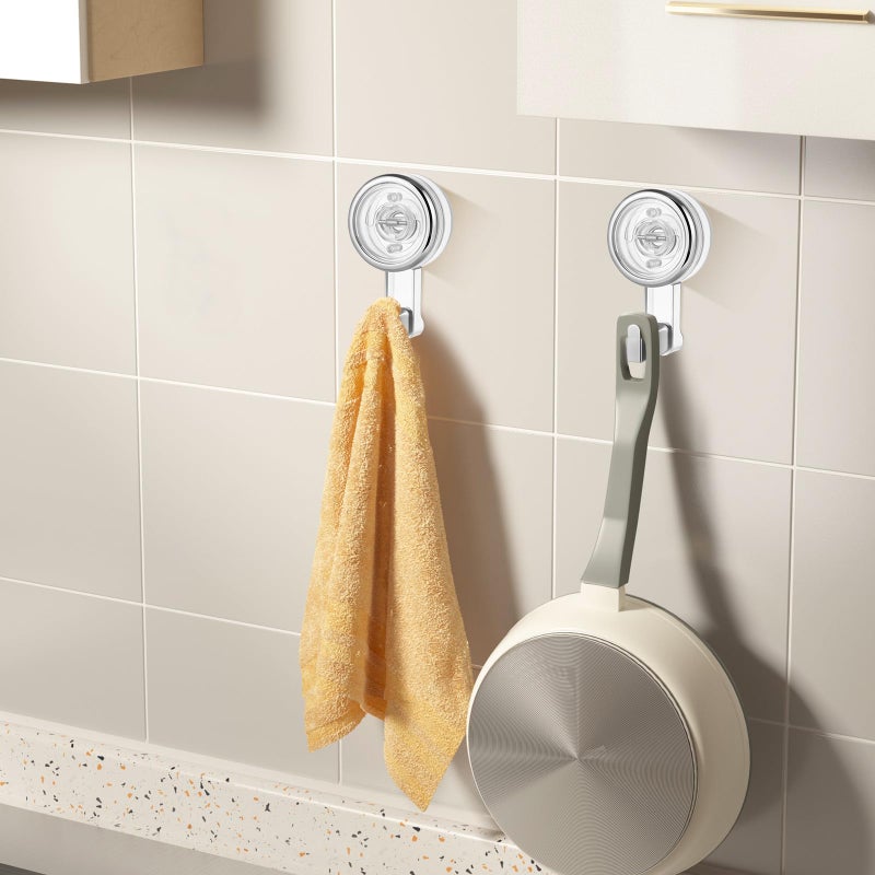 Rotatable Suction Cup Hooks 2pcs Heavy Duty for Towel Shower Bathroom Wall Window Outdoor Use - Image 5