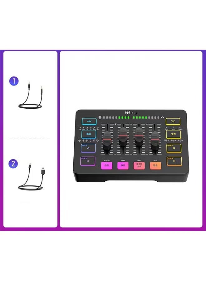 FIFINE Gaming Audio Mixer,Streaming 4-Channel RGB Mixer with XLR Microphone Interface,for Game Voice,Podcast,AmpliGame SC3 - Image 1