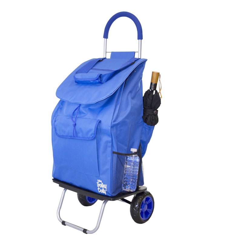 dbest products dbest products Bigger Trolley Dolly Blue Shopping Grocery Foldable Cart 
