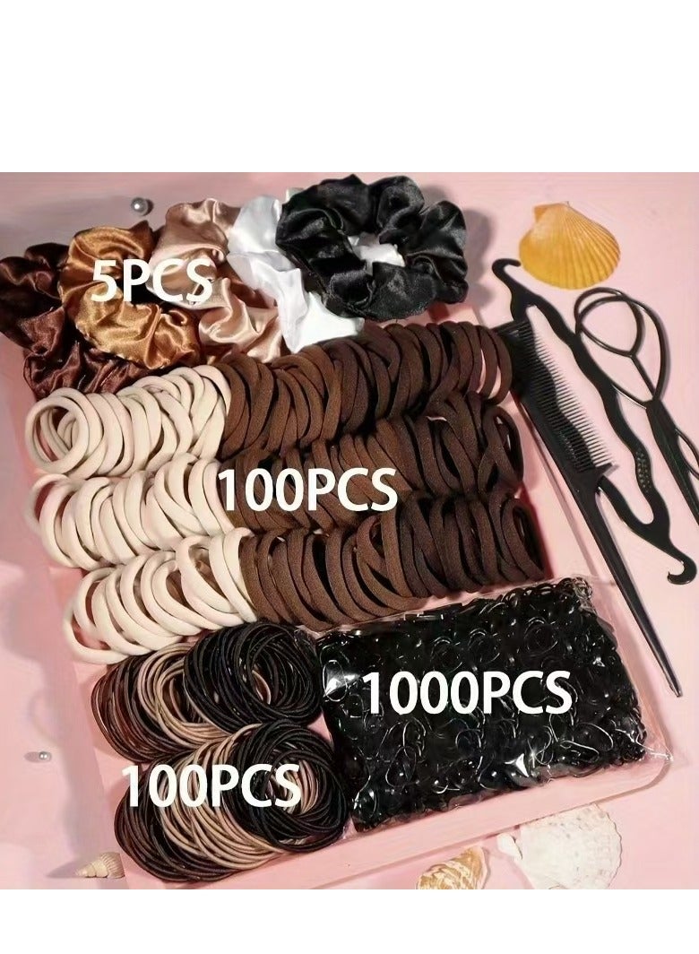 1205 قطعة من ربطات الشعر المرنة، ألوان متعددة، أربطة مطاطية، إكسسوارات شعر غير مؤلمة للفتيات والفتيان، مصنوعة خصيصًا للضفائر طويلة الأمد وذيل الحصان وما إلى ذلك، مناسبة للشعر الناعم.