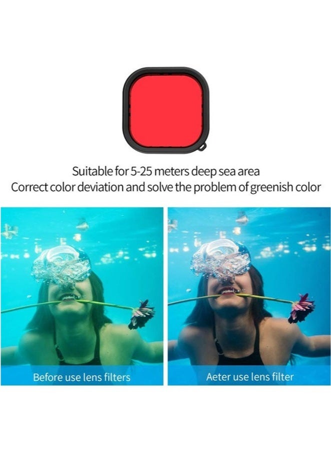 عربست جراب مقاوم للماء مع فلاتر غوص لكاميرات GoPro Hero 13/Hero 12/Hero 11/Hero 10/Hero 9 باللون الأسود، طقم حماية للغوص تحت الماء حتى عمق 230 قدمًا/70 مترًا، ملحق غوص لكاميرا الحركة الاحترافية - Image 5