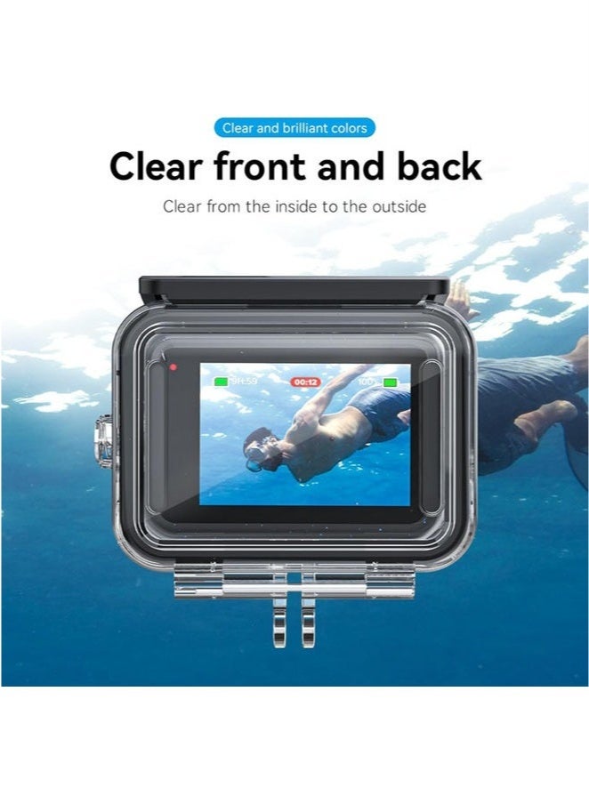 عربست جراب مقاوم للماء مع فلاتر غوص لكاميرات GoPro Hero 13/Hero 12/Hero 11/Hero 10/Hero 9 باللون الأسود، طقم حماية للغوص تحت الماء حتى عمق 230 قدمًا/70 مترًا، ملحق غوص لكاميرا الحركة الاحترافية - Image 3