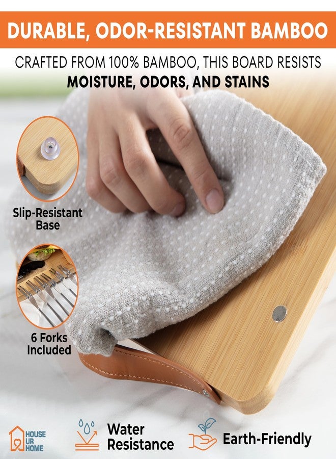 هاوس يور هوم طقم هدايا ألواح تقديم الطعام المصنوعة من الخيزران، مع صواني جانبية مغناطيسية قابلة للإزالة، وصينية فواكه، ومقابض، وعلبة جاهزة لأدوات المائدة، وهدية مثالية للمنزل الجديد. - Image 5