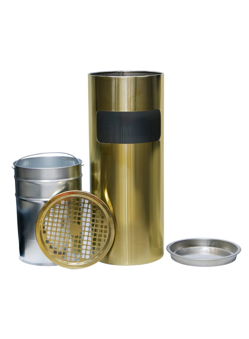Grace Stainless Steel 30L Waste Bin Indoor & Outdoor Commercial Lobby Standing Dust Bin - Gold - Image 1