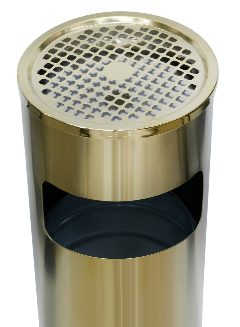 Grace Stainless Steel 30L Waste Bin Indoor & Outdoor Commercial Lobby Standing Dust Bin - Gold - Image 3