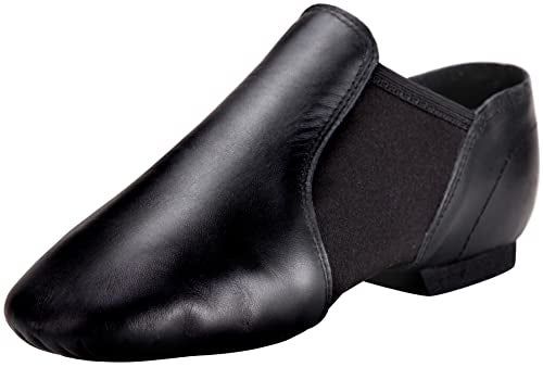 Linodes Leather Upper Jazz Shoe Slip-on for Women and Men's Dance Shoes Black 14M - Image 1