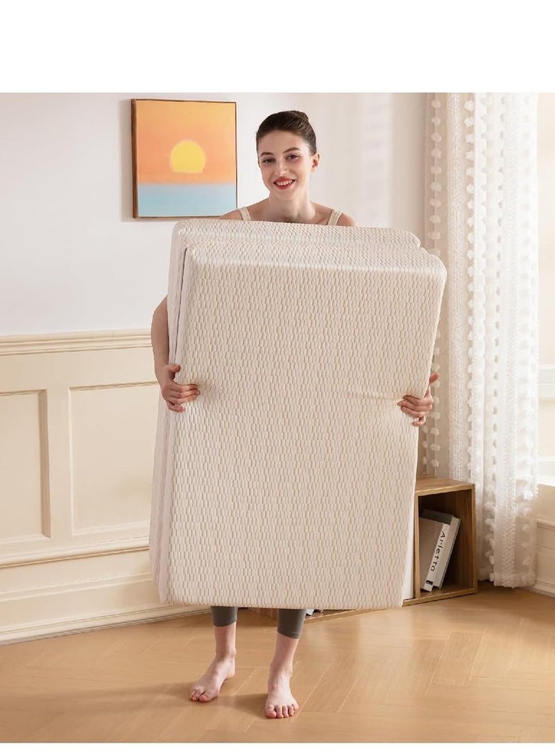 Comfy مرتبة طبية قابلة للطي من القطن المحبوك الأبيض المريح 180 × 90 × 7 سم - Image 2