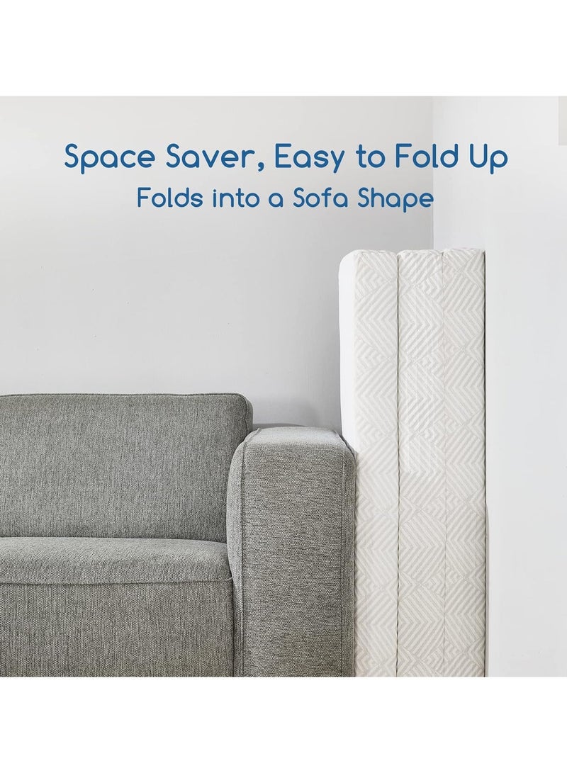 Comfy مرتبة طبية قابلة للطي من القطن المحبوك الأبيض المريح 180 × 90 × 7 سم - Image 3