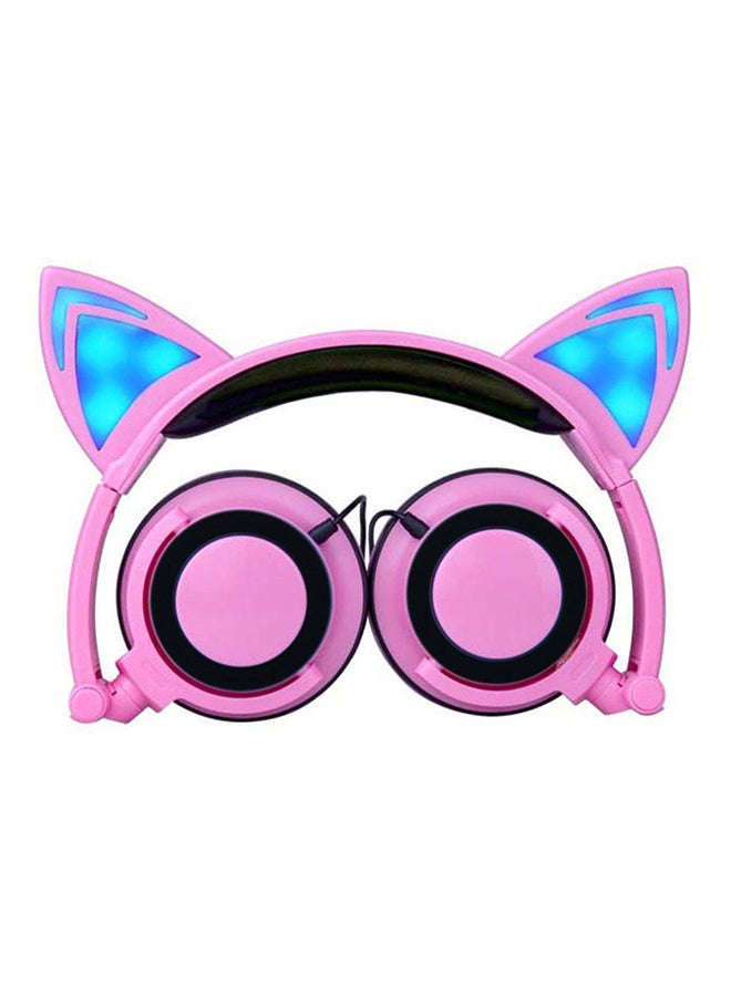 Cat Ears Design On-Ear Gaming Wired Headphone With LED Light For PS4/PS5/XOne/XSeries/NSwitch/PC