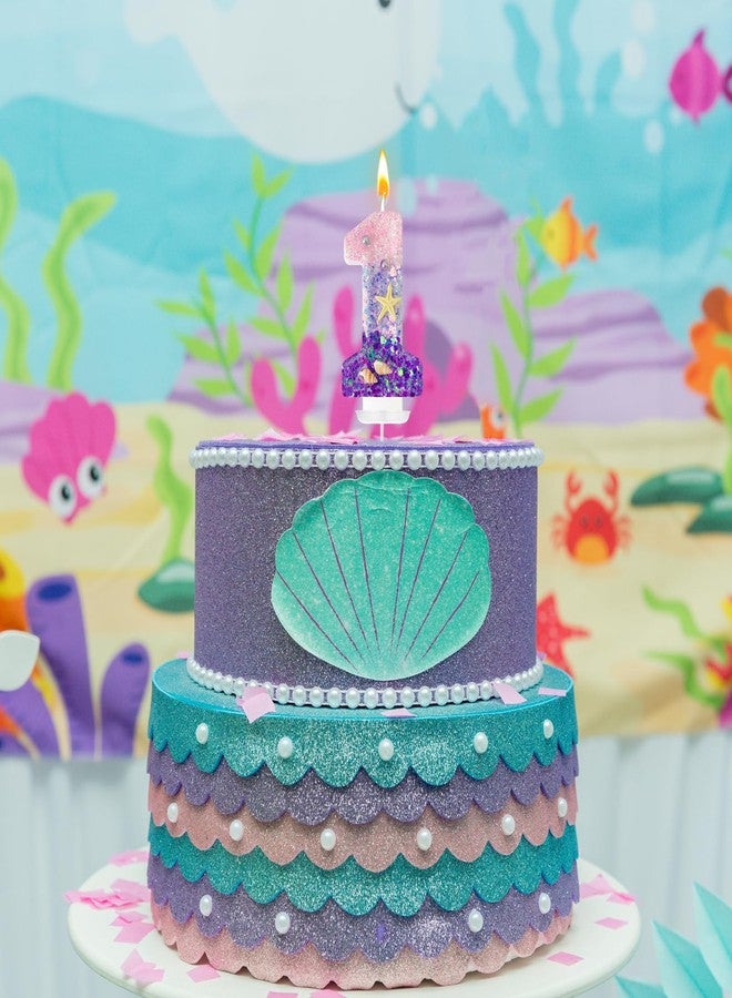 JonesLi 1st Birthday Candles, Pink and Purple Number Candles with Conchs, Starfish & Pearls for Mermaid Theme Party Cake Topper Supplies, Party Celebrations, Birthday Decorations - Image 5