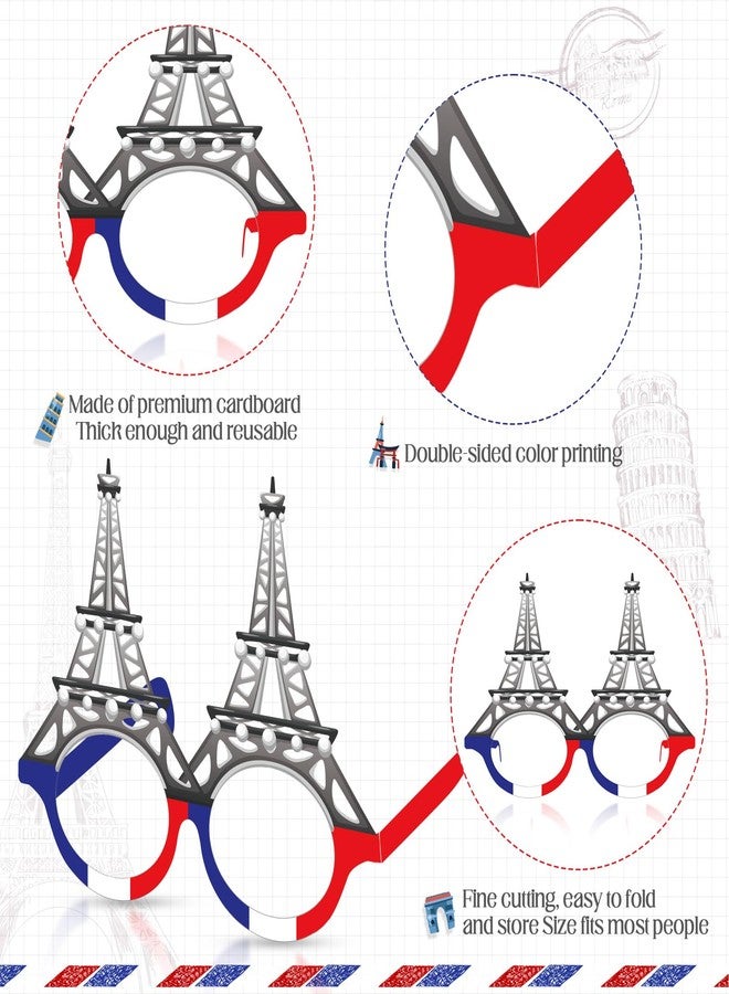 Harrycle 36 Pcs Paris Party Decorations France Theme Eyeglasses Paper Glasses Frame Eiffel Tower Photo Booth Props French Party Favors for Paris Baby Shower Birthday Supplies - Image 3