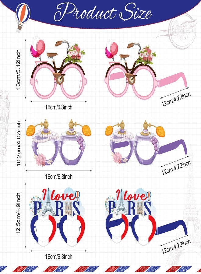 Harrycle 36 Pcs Paris Party Decorations France Theme Eyeglasses Paper Glasses Frame Eiffel Tower Photo Booth Props French Party Favors for Paris Baby Shower Birthday Supplies - Image 2