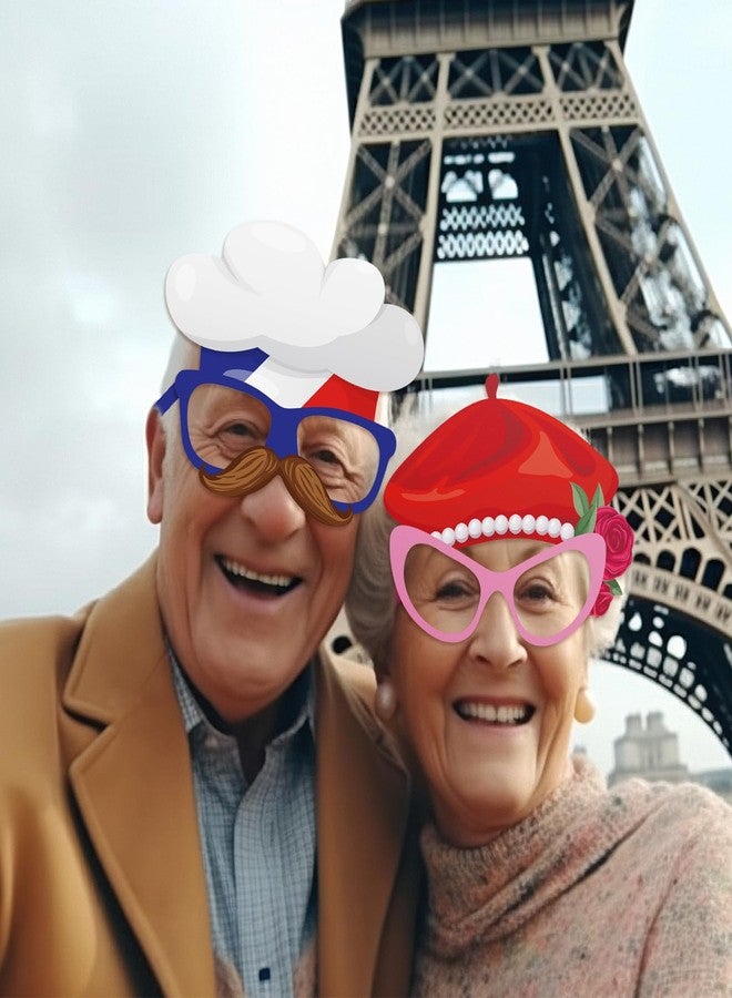 Harrycle 36 Pcs Paris Party Decorations France Theme Eyeglasses Paper Glasses Frame Eiffel Tower Photo Booth Props French Party Favors for Paris Baby Shower Birthday Supplies - Image 5
