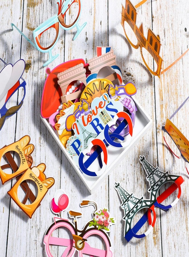 Harrycle 36 Pcs Paris Party Decorations France Theme Eyeglasses Paper Glasses Frame Eiffel Tower Photo Booth Props French Party Favors for Paris Baby Shower Birthday Supplies - Image 4