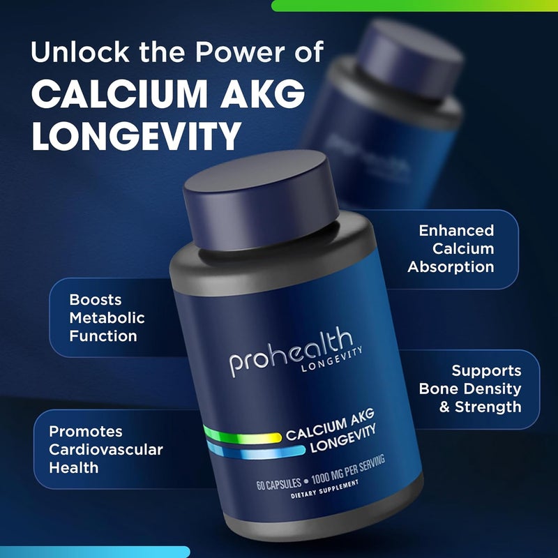 ProHealth Ca AKG Supplement Alpha Ketoglutarate 1000 mg per 2 Capsule Serving 60 Capsules Supports Metabolic Function and Healthy Aging Processes - Image 2