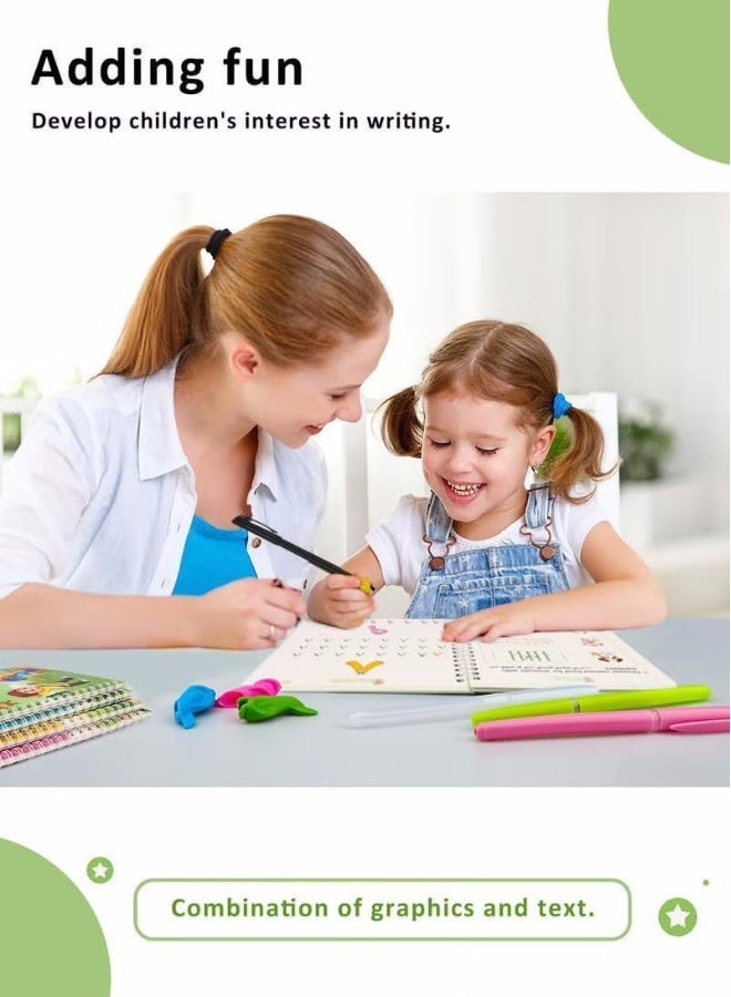 SAFENHAND Early Education 4Pcs Reusable Magic Copy Book Writing Groove Arabic Alphabet WordPad for Kid Word Book Calligraphic Practice - Image 5