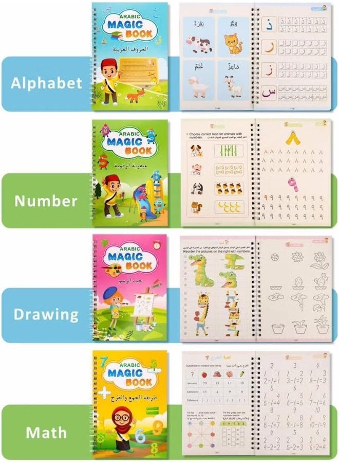 SAFENHAND Early Education 4Pcs Reusable Magic Copy Book Writing Groove Arabic Alphabet WordPad for Kid Word Book Calligraphic Practice - Image 3