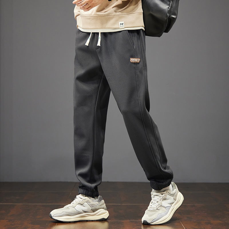 Casual Pants Men'S Fleece-Lined Thickened American Style Loose Foot Pants Boys Trendy Brand Sports Pants Men'S Sweatpants - Image 3