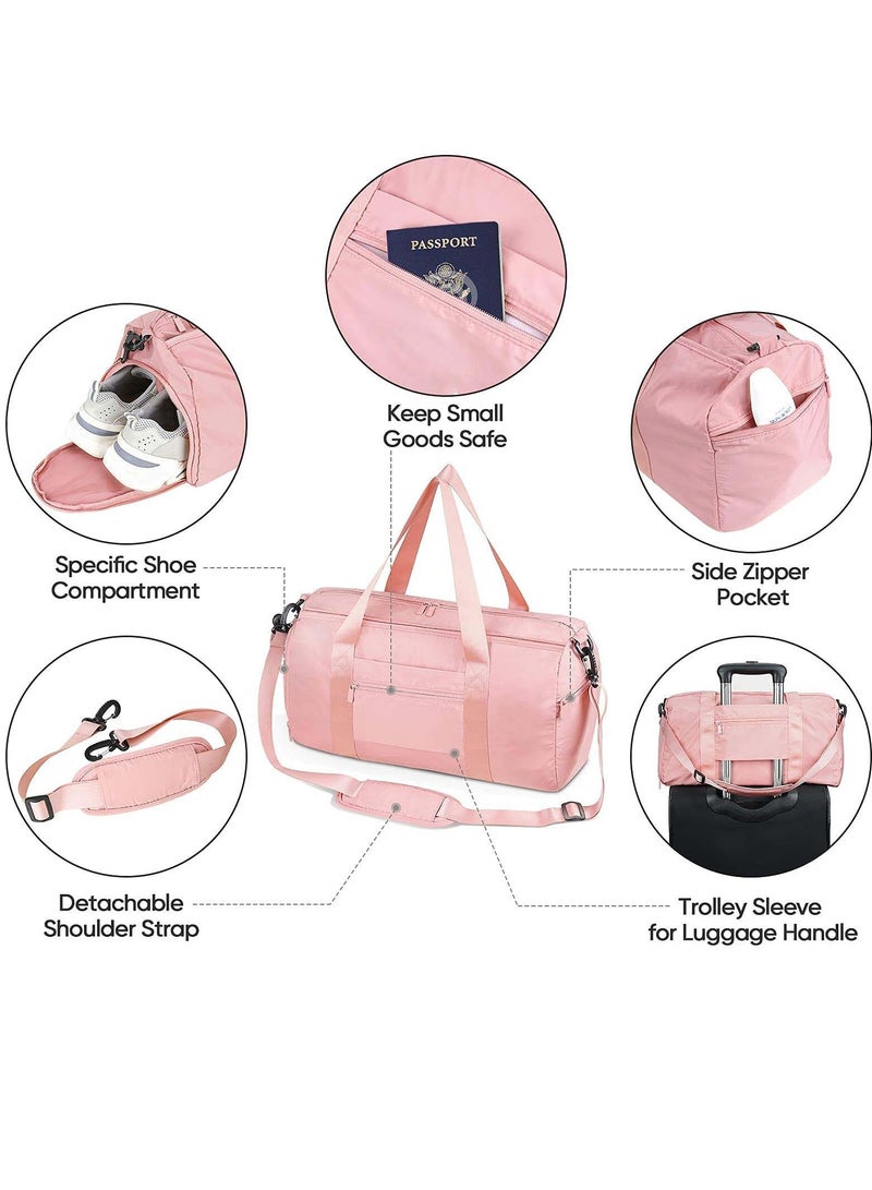 Versatile Waterproof Gym Bag for All, Lightweight Sling Design with Separate Compartments for Shoes and Wet Clothes, Ideal for Sports and Travel (Pink) - Image 3