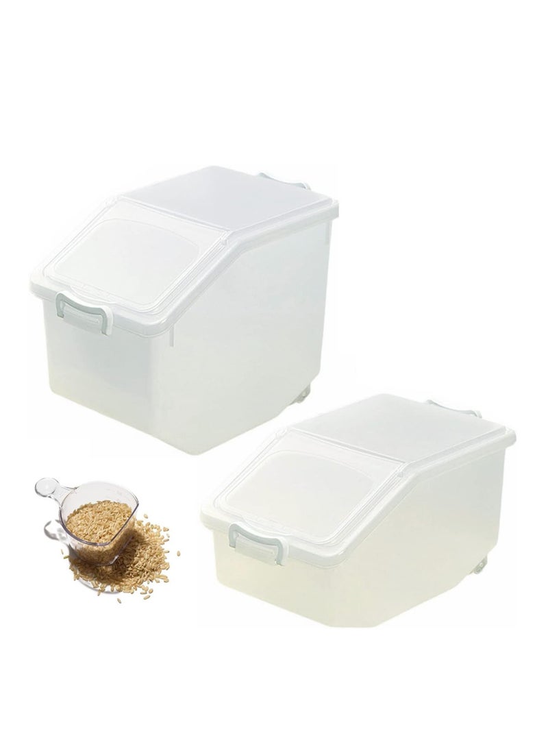 Premify Rice Storage Containers 2pcs (5kg & 10kg)-Food Storage Container with Lid, BPA Free Plastic Large Cereal Storage Box, Multifunctional Containers for Kitchen Food with Measuring Cups  - Image 1