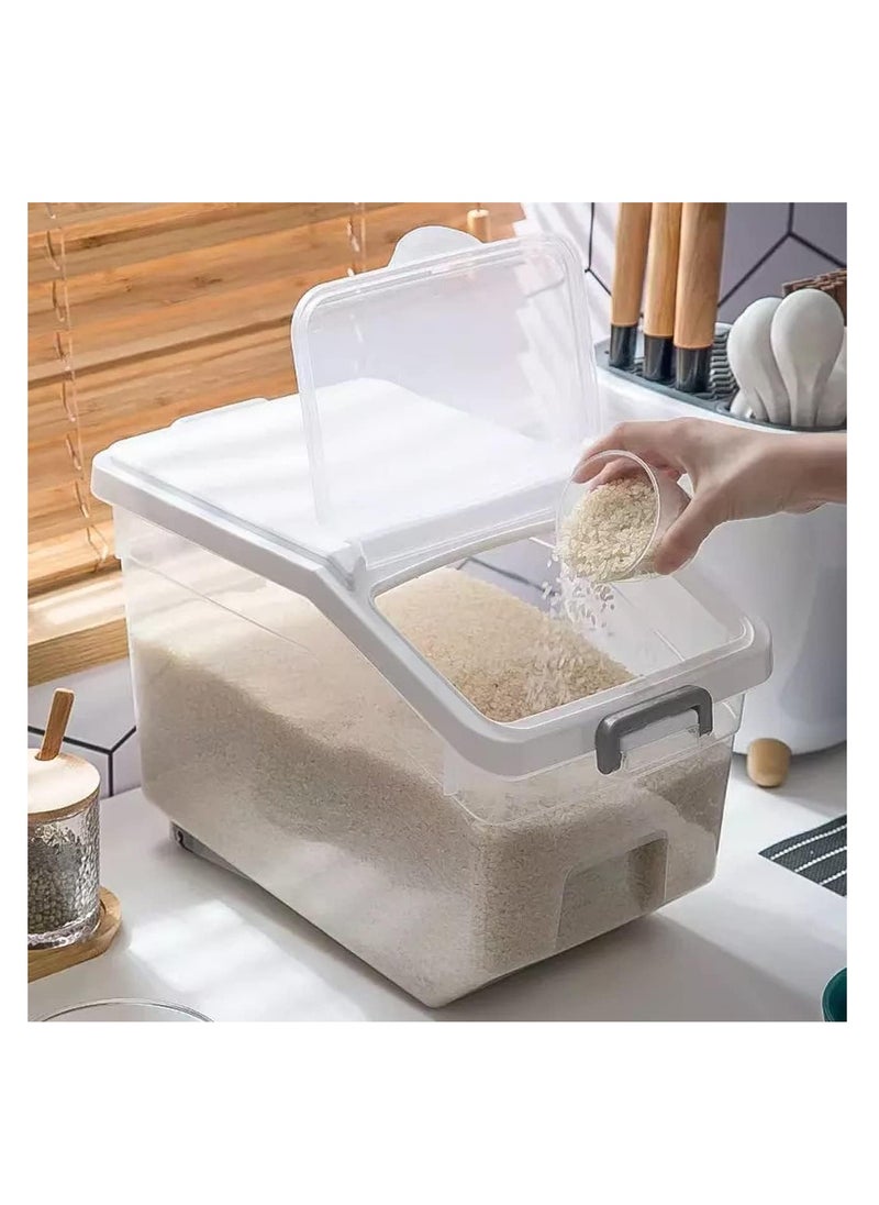 Premify Rice Storage Containers 2pcs (5kg & 10kg)-Food Storage Container with Lid, BPA Free Plastic Large Cereal Storage Box, Multifunctional Containers for Kitchen Food with Measuring Cups  - Image 3