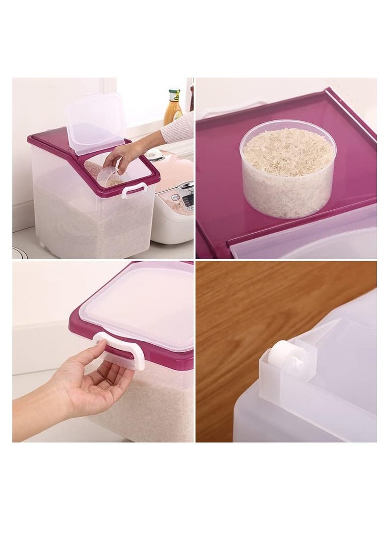 Premify Rice Storage Containers 2pcs (5kg & 10kg)-Food Storage Container with Lid, BPA Free Plastic Large Cereal Storage Box, Multifunctional Containers for Kitchen Food with Measuring Cups  - Image 5