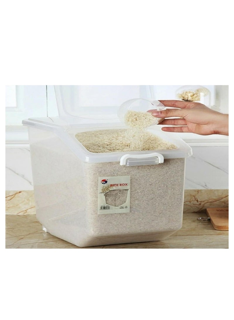 Premify - Rice Storage Containers 2pcs (5kg & 10kg)-Food Storage Container with Lid, BPA Free Plastic Large Cereal Storage Box, Multifunctional Containers for Kitchen Food with Measuring Cups - Image 1