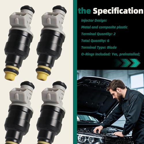 Riyhch Engine Fuel Injector Set, 6 PCS Fuel Injectors Fit for Ford F-150 F-250 F-350, for Ford Mustang for Taurus, for Mazda, for Lincoln, for Mercury V6 2.9 3.0 3.8 4.9 L Replace FJ712, FJ690, FJ712T - Image 4