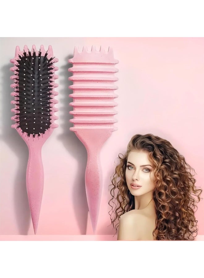 Styling Brush Premium Curly Hair Brush,Wet & Dry Detangler, Essential Tool for Shaping & Perfecting Your Curls( PINK) - Image 2