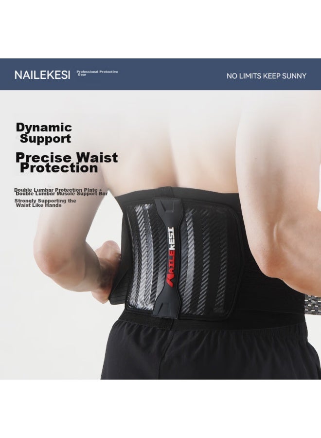 Nailekesi N Men's Waist Support Belt, Fitness Waistband, Sports Waist Belt, Running, Deadlift, Squat, Weightlifting, Lumbar Support, Herniated Disc, Size L - Image 2