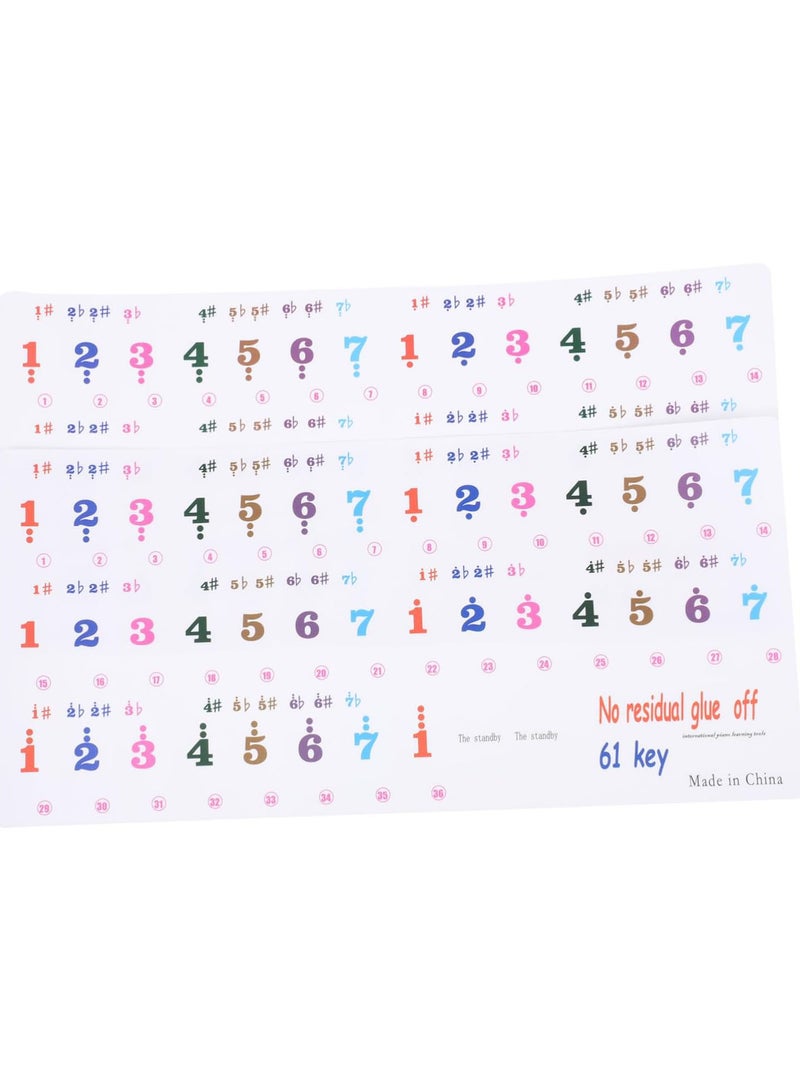GGOOT 2 Sheets 61 Key Keyboard Stickers Piano Keyboard Letter Stickers Number Keyboard numpad Keyboard Piano Keyboard Sticker Piano Beginner Decals Piano Learning Detachable Supplies  - Image 1