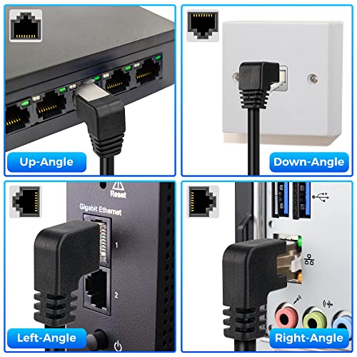 Togconn Cat 6 Ethernet Extension Cable 10 Pack，Multiple Angles（UP/Down/Left/Right/Straight）, Cat6 RJ45 Network LAN Patch Cord Adapter, FTP Shielded Male to Female Connector, Supports CAT5E/CAT5-0.6 Feet - Image 4