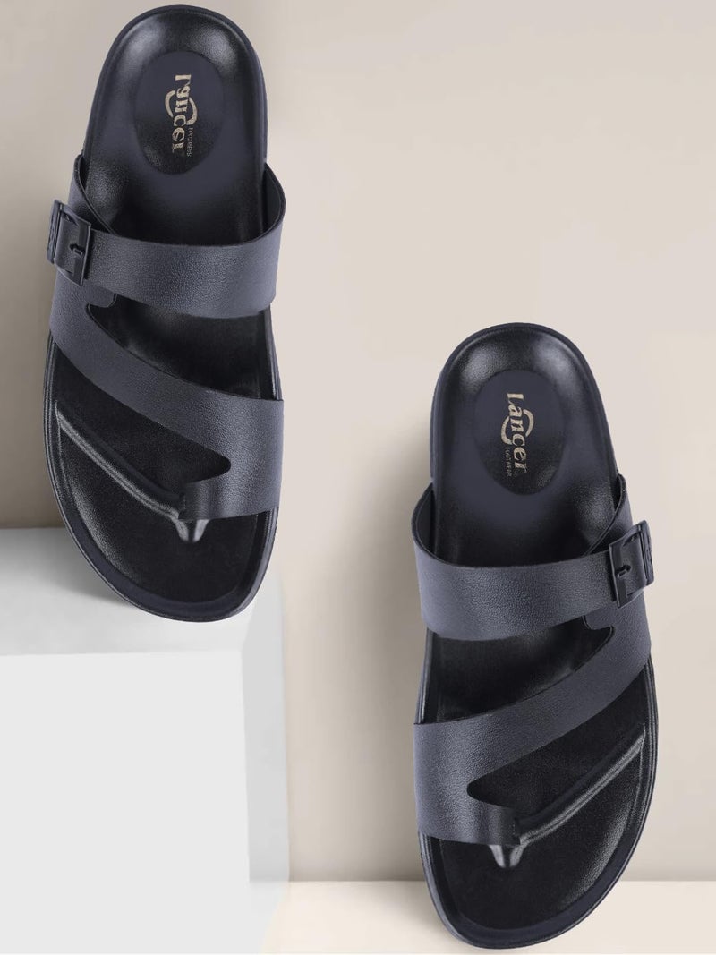 Lancer LUXE-1BLK Black Double Density Soft Cushion Slippers, 6 - Image 5