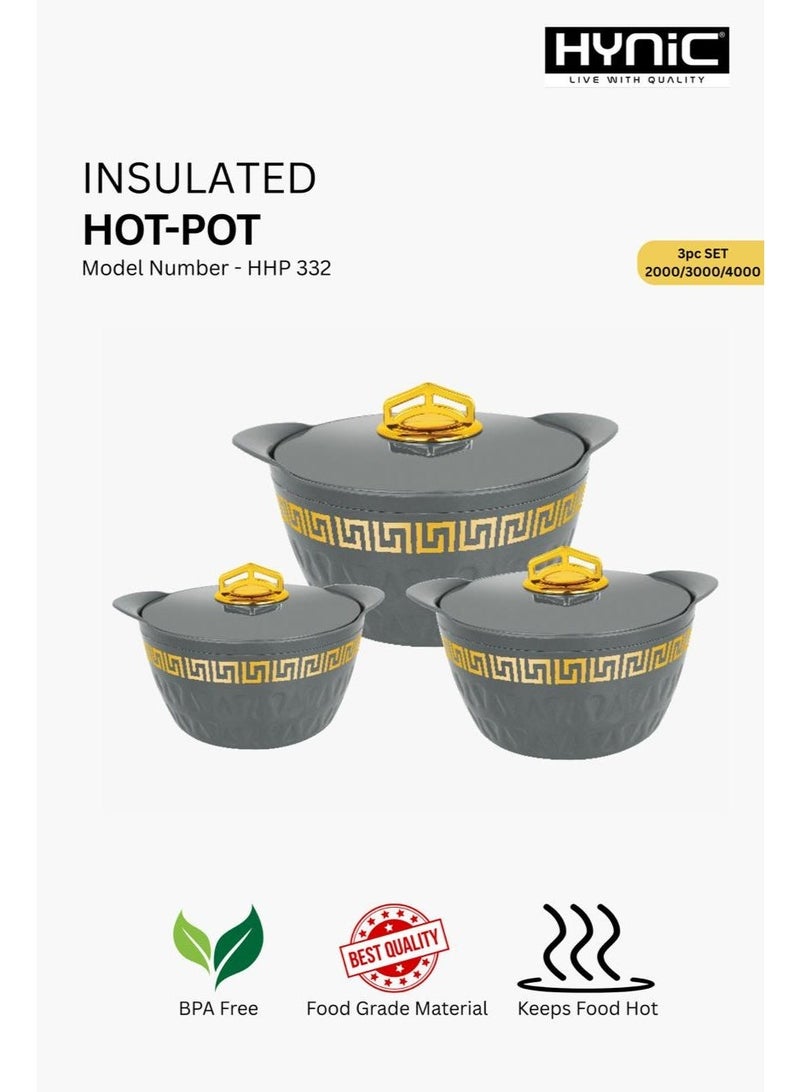 Hynic Insulated Hot Pot Casserole Set of 3 | Double-Walled Stainless Steel Serving Dishes with Lids | BPA-Free Food Warmer for Dinner Parties & Holidays | 2000, 3000, 4000 Sizes - Image 1