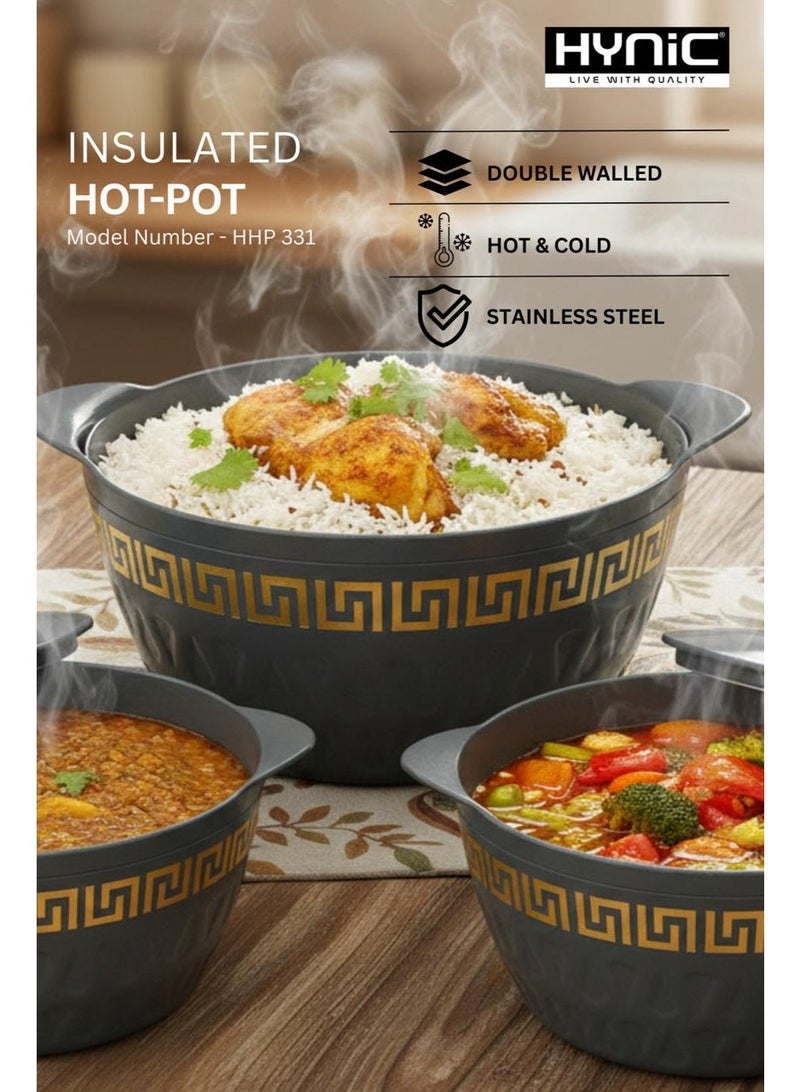 Hynic Insulated Hot Pot Casserole Set of 3 | Double-Walled Stainless Steel Serving Dishes with Lids | BPA-Free Food Warmer for Dinner Parties & Holidays | 2000, 3000, 4000 Sizes - Image 4