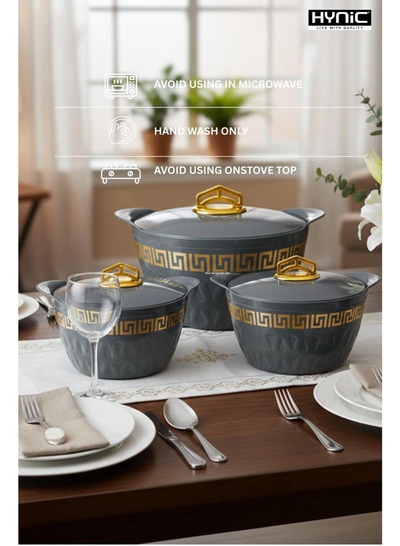 Hynic Insulated Hot Pot Casserole Set of 3 | Double-Walled Stainless Steel Serving Dishes with Lids | BPA-Free Food Warmer for Dinner Parties & Holidays | 2000, 3000, 4000 Sizes - Image 2