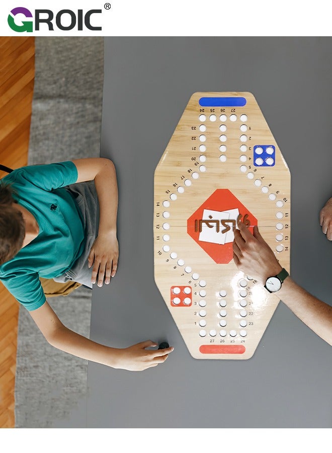 GROIC Jackaroo Board Game,Ludo Board Game,Board Game with 8 Marbles and Cards,38 cm x 19 cm Size,Jackaroo Game Family Game Marble Game - Image 3