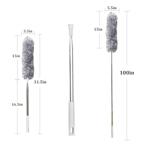 LandVK Bendable Microfiber Feather Duster Fan Cleaning Mop with Extendable Long Rod for Ceiling Fans, Cobweb and Hard-to-Reach Spaces, Multicolor, Upto 100 inch Extendable - Image 3